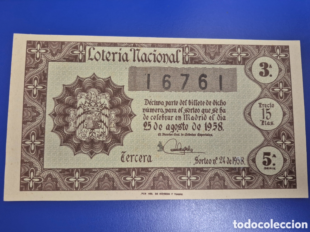 Loter&iacute;a nacional: LOTERIA NACIONAL SORTEO 24 DE 1958