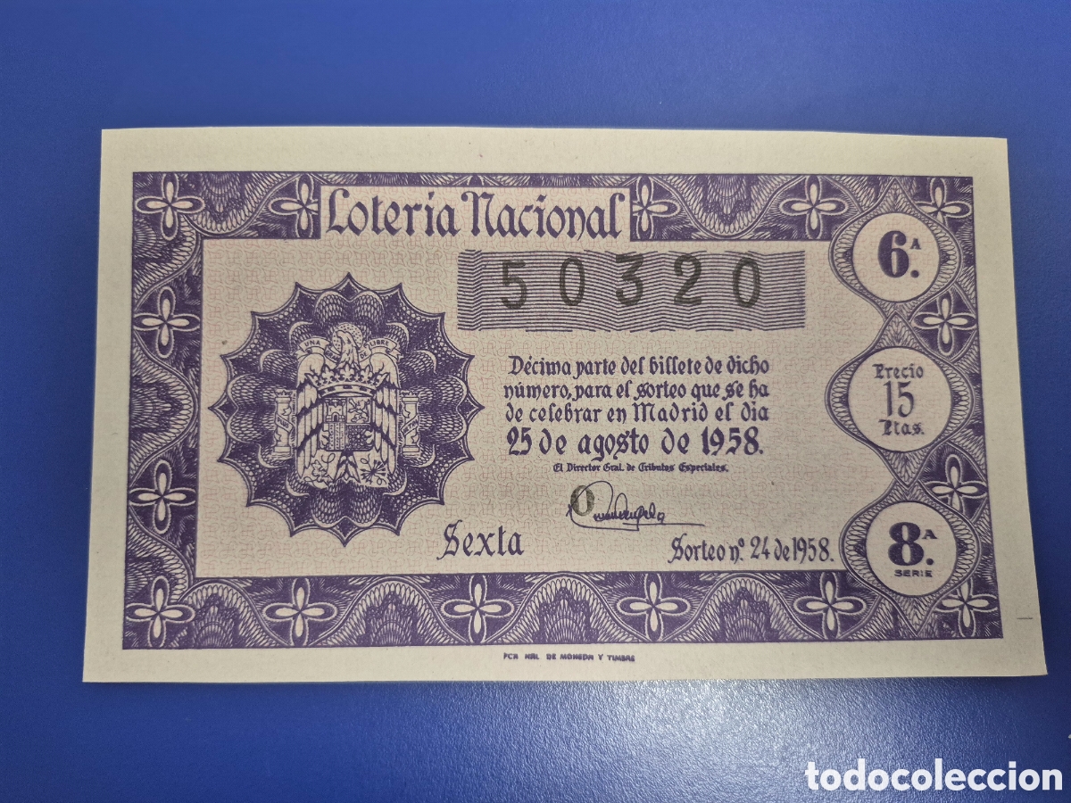 Loter&iacute;a nacional: LOTERIA NACIONAL SORTEO 24 DE 1958