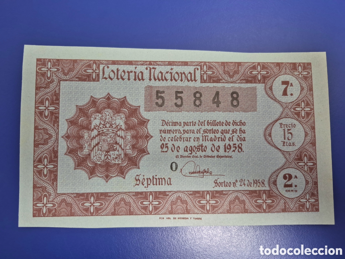 Loter&iacute;a nacional: LOTERIA NACIONAL SORTEO 24 DE 1958