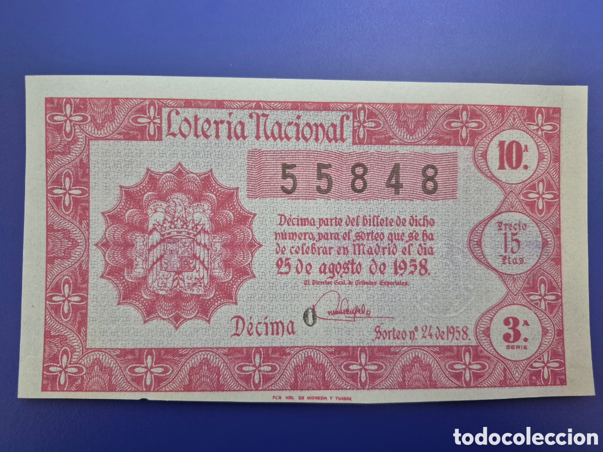Loter&iacute;a nacional: LOTERIA NACIONAL SORTEO 24 DE 1958