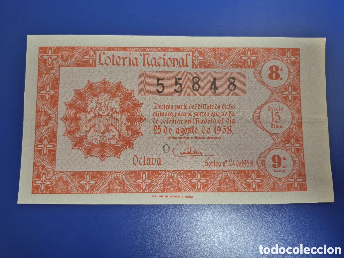 Loter&iacute;a nacional: LOTERIA NACIONAL SORTEO 24 DE 1958