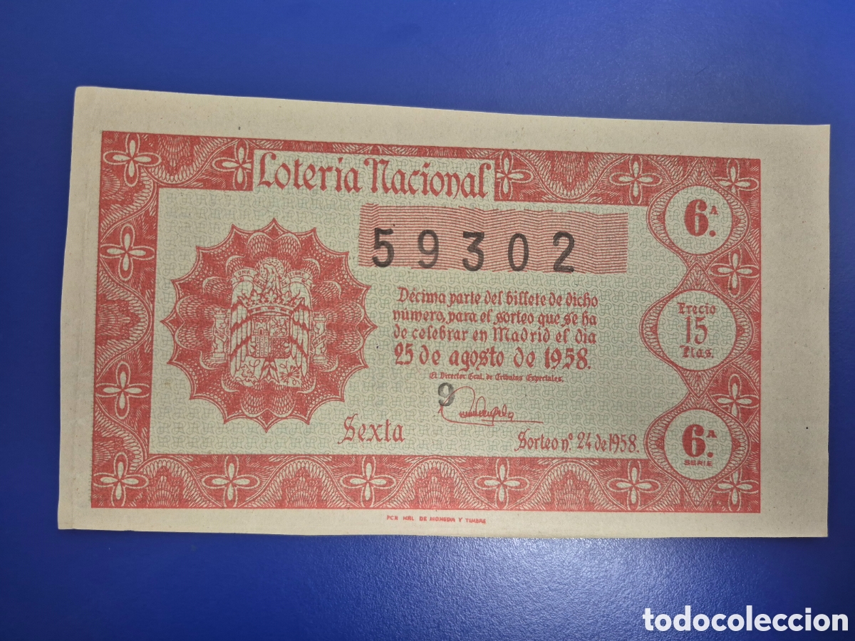 Loter&iacute;a nacional: LOTERIA NACIONAL SORTEO 24 DE 1958