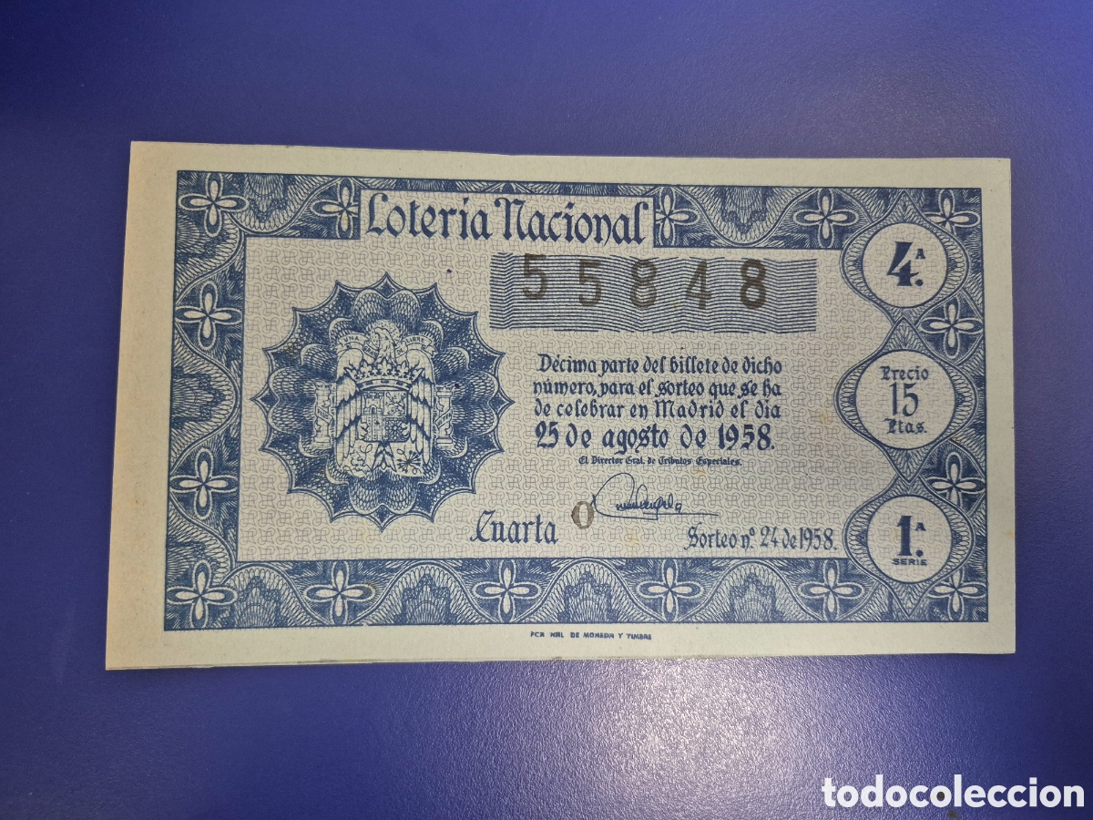 Loter&iacute;a nacional: LOTERIA NACIONAL SORTEO 24 DE 1958