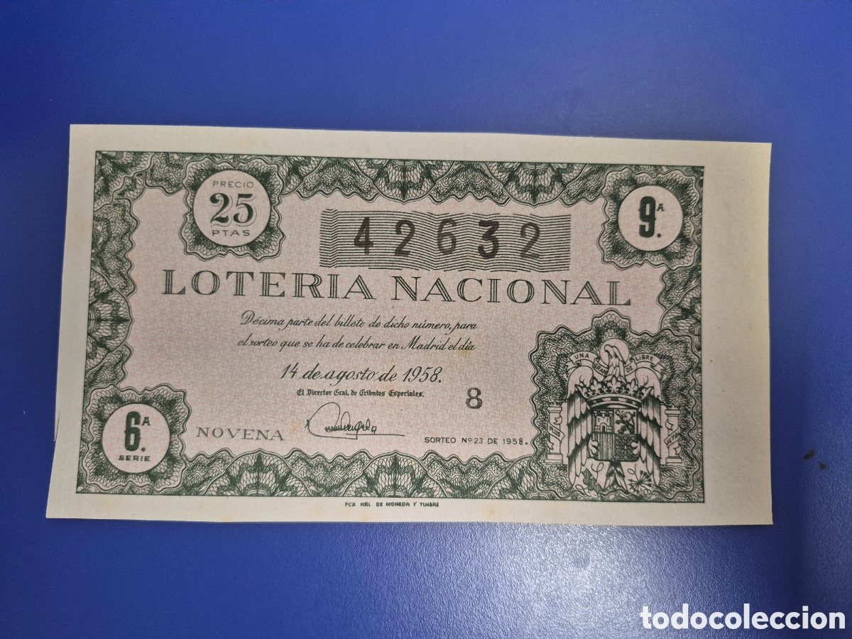 Loter&iacute;a nacional: LOTERIA NACIONAL SORTEO 23 DE 1958