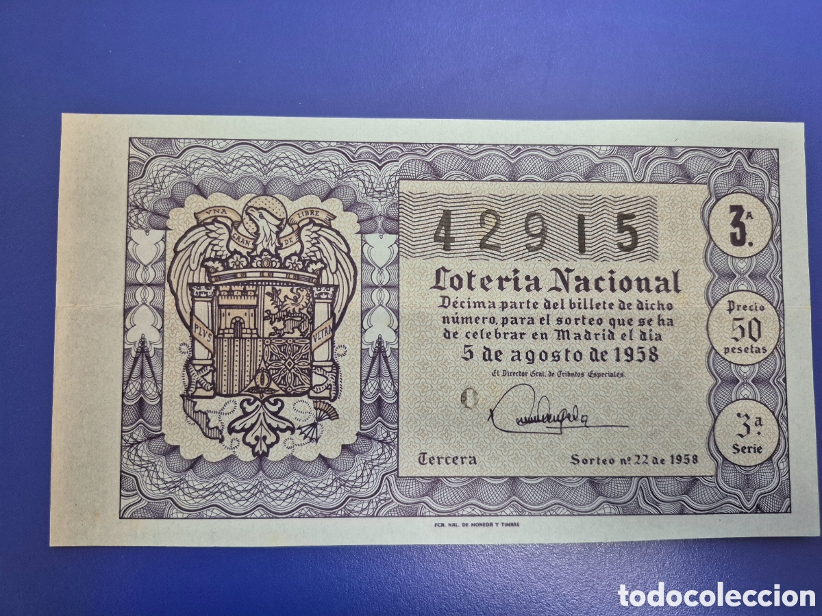 Loter&iacute;a nacional: LOTERIA NACIONAL SORTEO 22 DE 1958