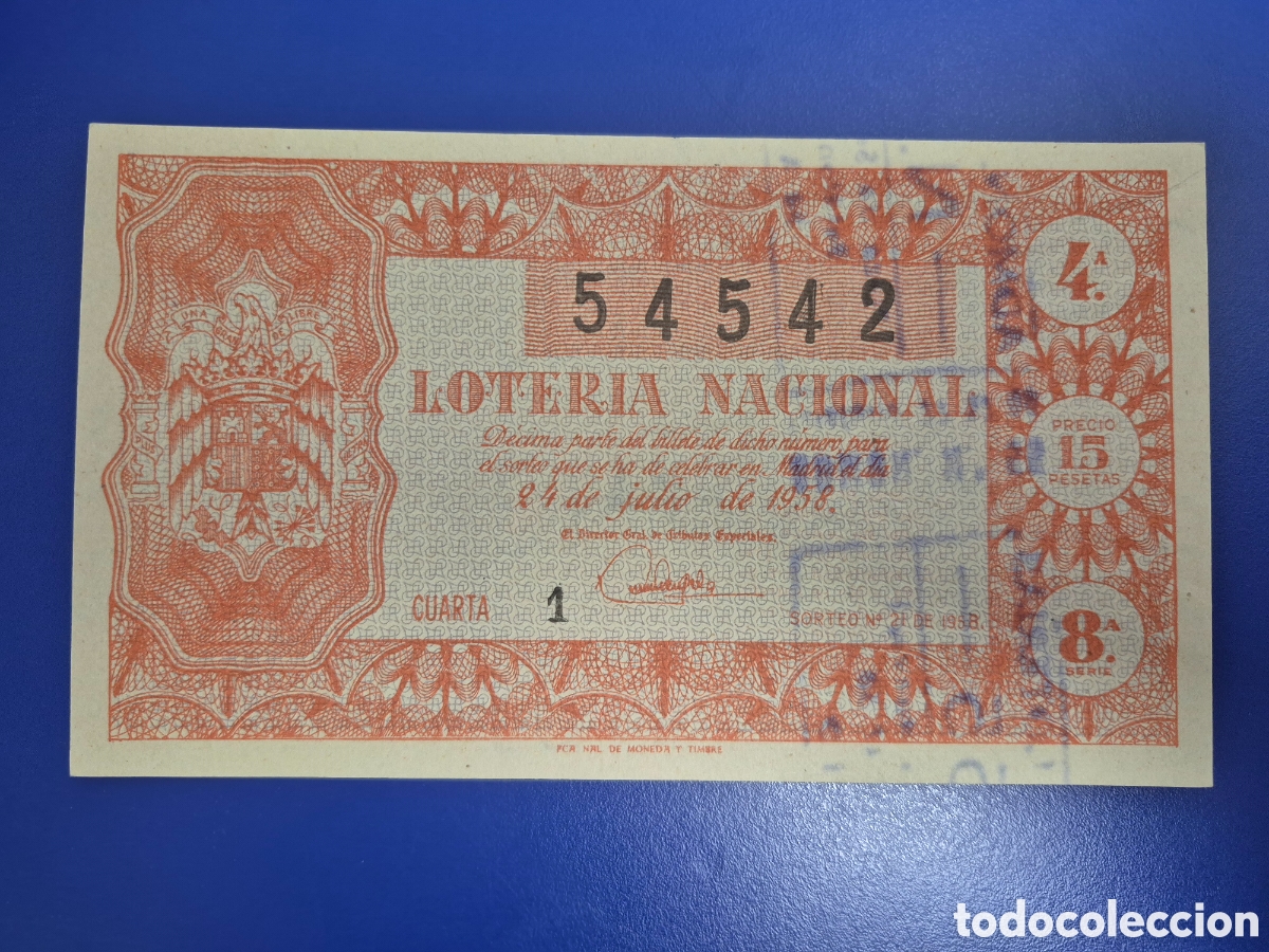 Loter&iacute;a nacional: LOTERIA NACIONAL SORTEO 21 DE 1958