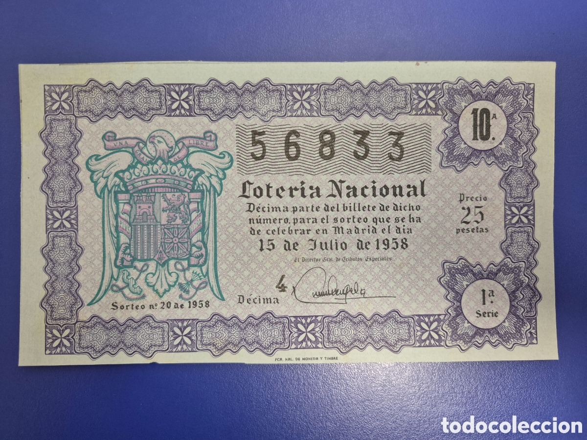 Loter&iacute;a nacional: LOTERIA NACIONAL SORTEO 20 DE 1958