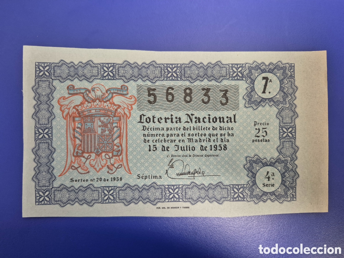 Loter&iacute;a nacional: LOTERIA NACIONAL SORTEO 20 DE 1958