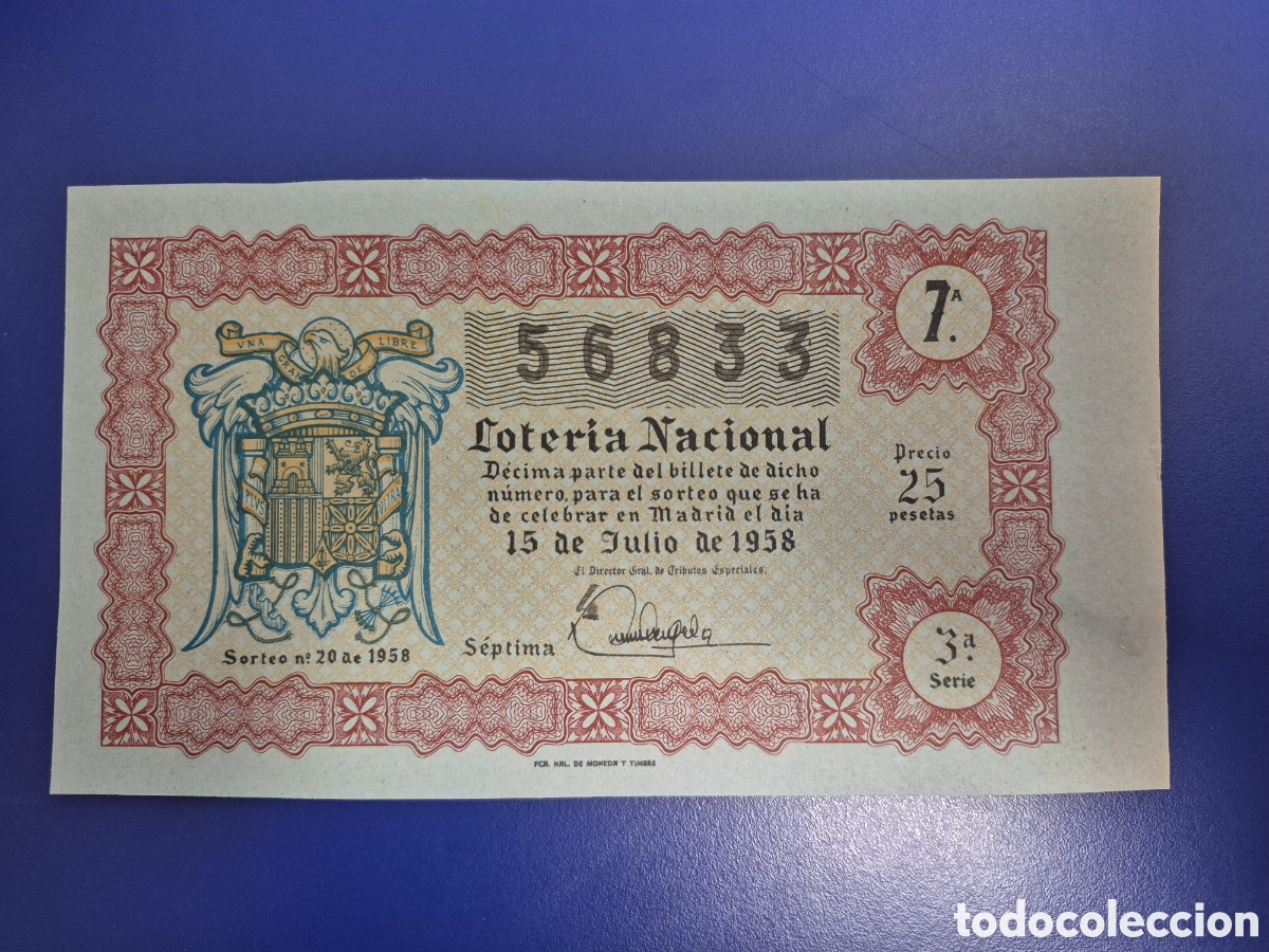 Loter&iacute;a nacional: LOTERIA NACIONAL SORTEO 20 DE 1958