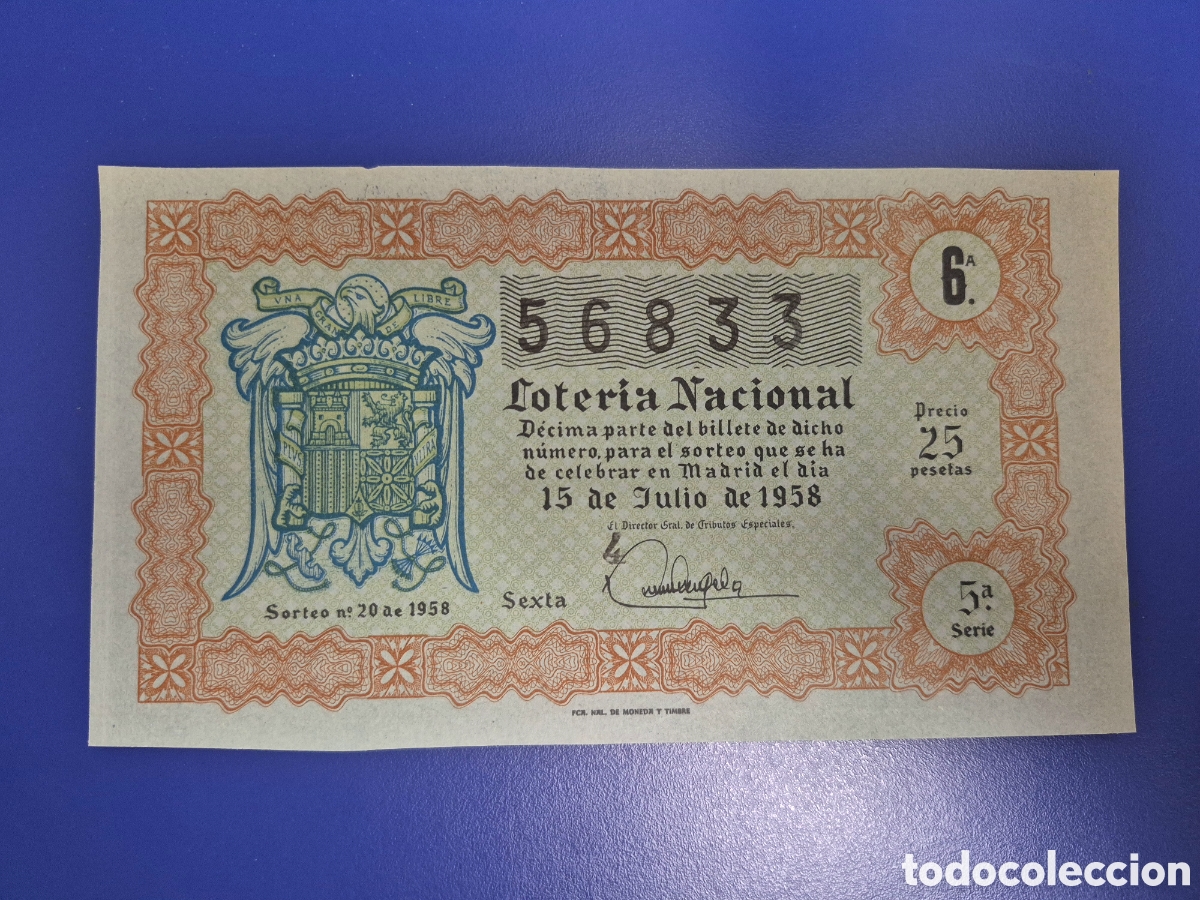 Loter&iacute;a nacional: LOTERIA NACIONAL SORTEO 20 DE 1958