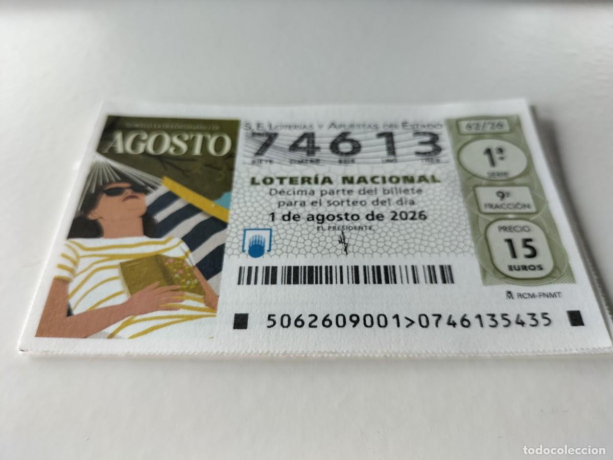 Loter&iacute;a nacional: 1 DECIMO LOTERIA NACIONAL SABADO 1 AGOSTO 2026 - 62/26 SORTEO EXTRAORDINARIO VACACIONES