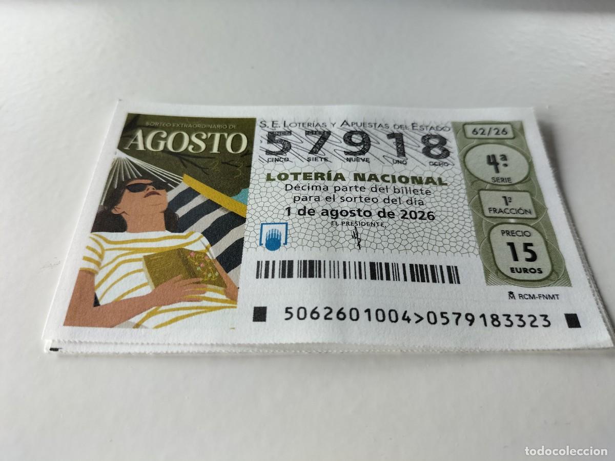 Loter&iacute;a nacional: 1 DECIMO LOTERIA NACIONAL SABADO 1 AGOSTO 2026 - 62/26 SORTEO EXTRAORDINARIO VACACIONES