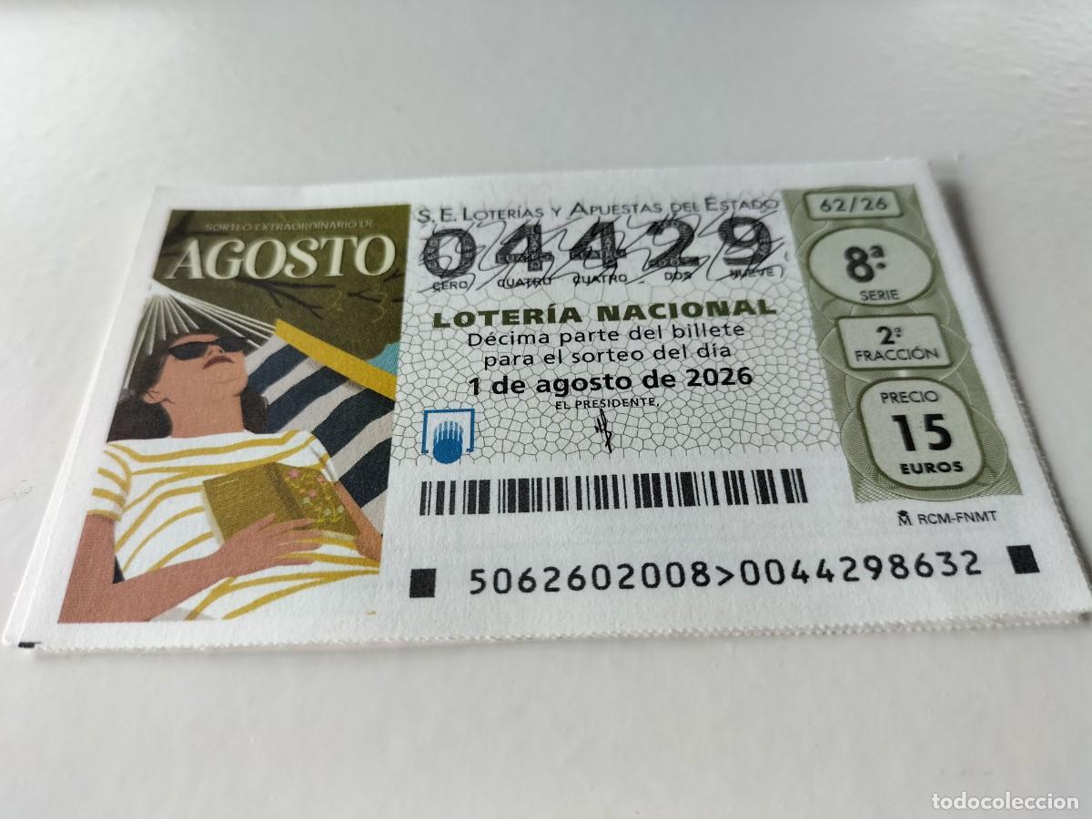 Loter&iacute;a nacional: 1 DECIMO LOTERIA NACIONAL SABADO 1 AGOSTO 2026 - 62/26 SORTEO EXTRAORDINARIO VACACIONES
