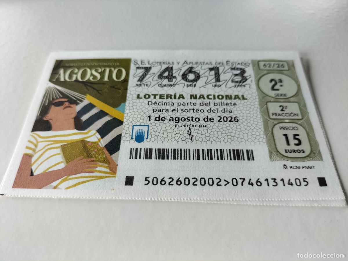 Loter&iacute;a nacional: 1 DECIMO LOTERIA NACIONAL SABADO 1 AGOSTO 2026 - 62/26 SORTEO EXTRAORDINARIO VACACIONES