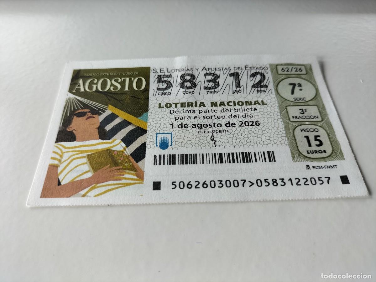 Loter&iacute;a nacional: 1 DECIMO LOTERIA NACIONAL SABADO 1 AGOSTO 2026 - 62/26 SORTEO EXTRAORDINARIO VACACIONES