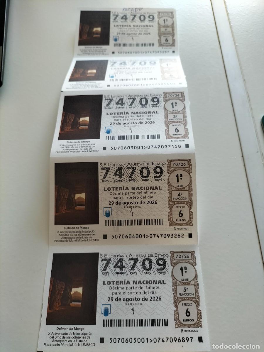 Loter&iacute;a nacional: 5 DECIMOS LOTERIA NACIONAL SABADO 29 AGOSTO 2026 70/26 ANTEQUERA ( DOLMEN DE MENGA PATRIMONIO UNESCO