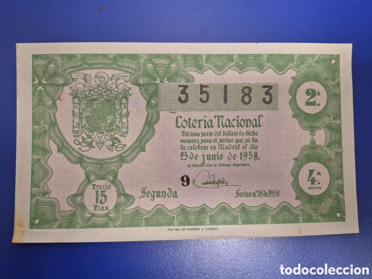 Loter&iacute;a nacional: LOTERIA NACIONAL SORTEO 18 DE 1958
