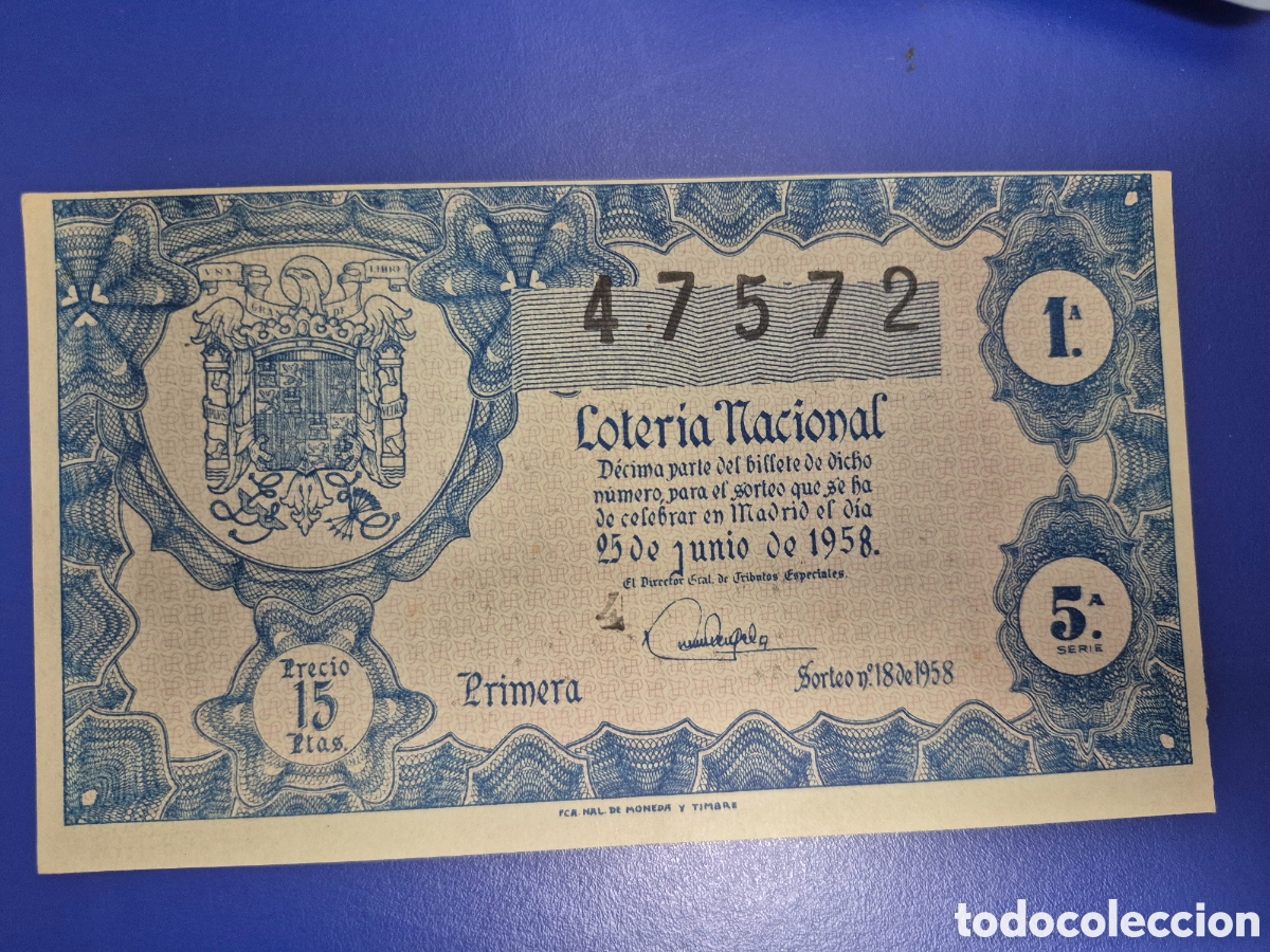 Loter&iacute;a nacional: LOTERIA NACIONAL SORTEO 18 DE 1958