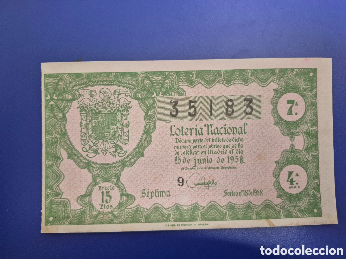 Loter&iacute;a nacional: LOTERIA NACIONAL SORTEO 18 DE 1958