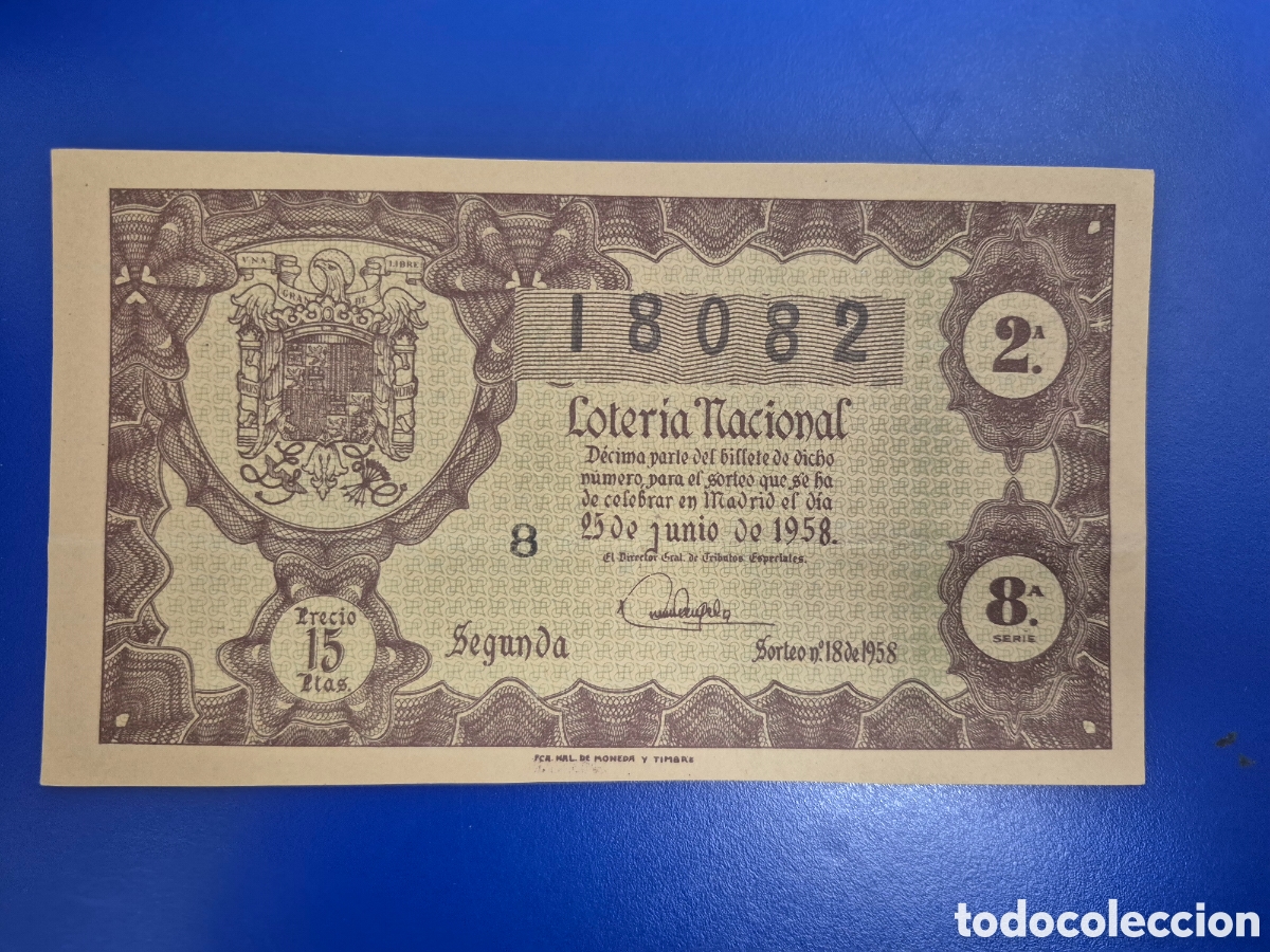 Loter&iacute;a nacional: LOTERIA NACIONAL SORTEO 18 DE 1958