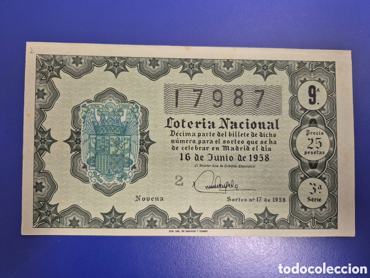 Loter&iacute;a nacional: LOTERIA NACIONAL SORTEO 17 DE 1958