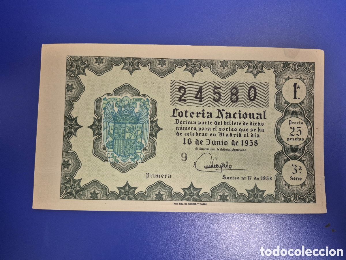 Loter&iacute;a nacional: LOTERIA NACIONAL SORTEO 17 DE 1958