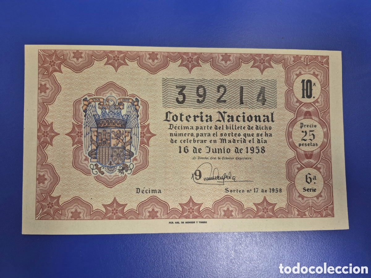Loter&iacute;a nacional: LOTERIA NACIONAL SORTEO 17 DE 1958