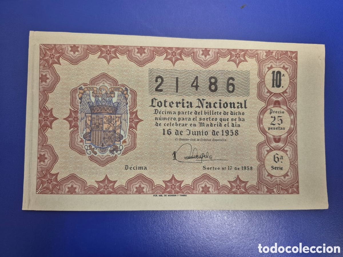 Loter&iacute;a nacional: LOTERIA NACIONAL SORTEO 17 DE 1958