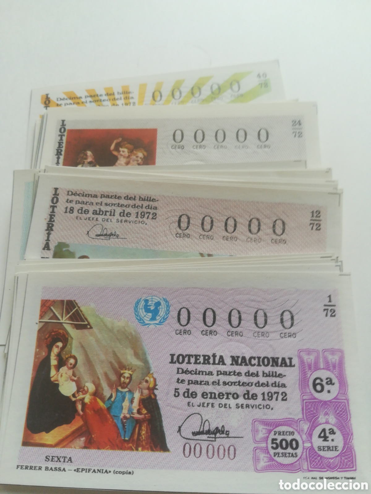 Loter&iacute;a nacional: Loter&iacute;a Nacional 1972 con numeracion 00000