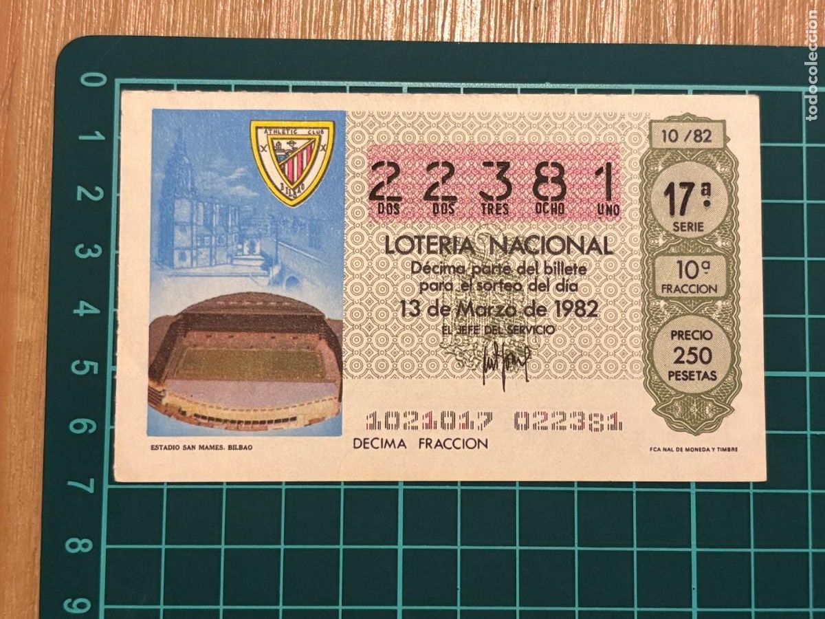 Loter&iacute;a nacional: B2. (7) BILLETE LOTER&Iacute;A ATHLETIC BILBAO 1982 82