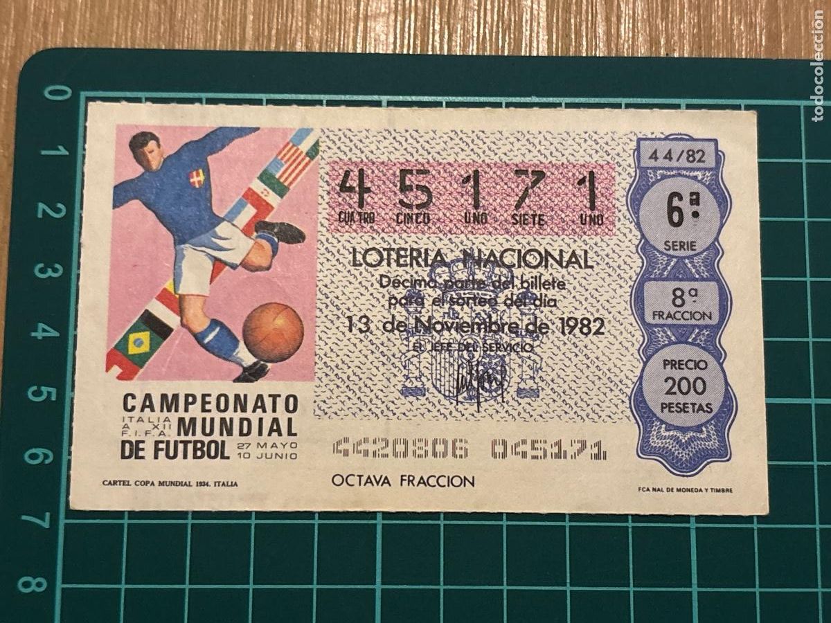 Loter&iacute;a nacional: B2. (7) BILLETE LOTER&Iacute;A ESPA&Ntilde;OL 1982 MUNDIAL 82