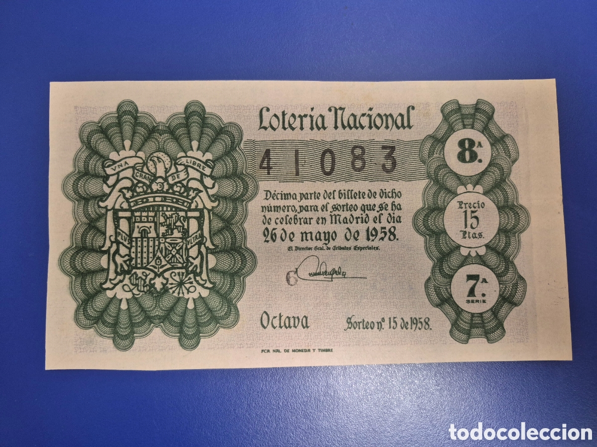 Loter&iacute;a nacional: LOTERIA NACIONAL SORTEO 15 de 1958