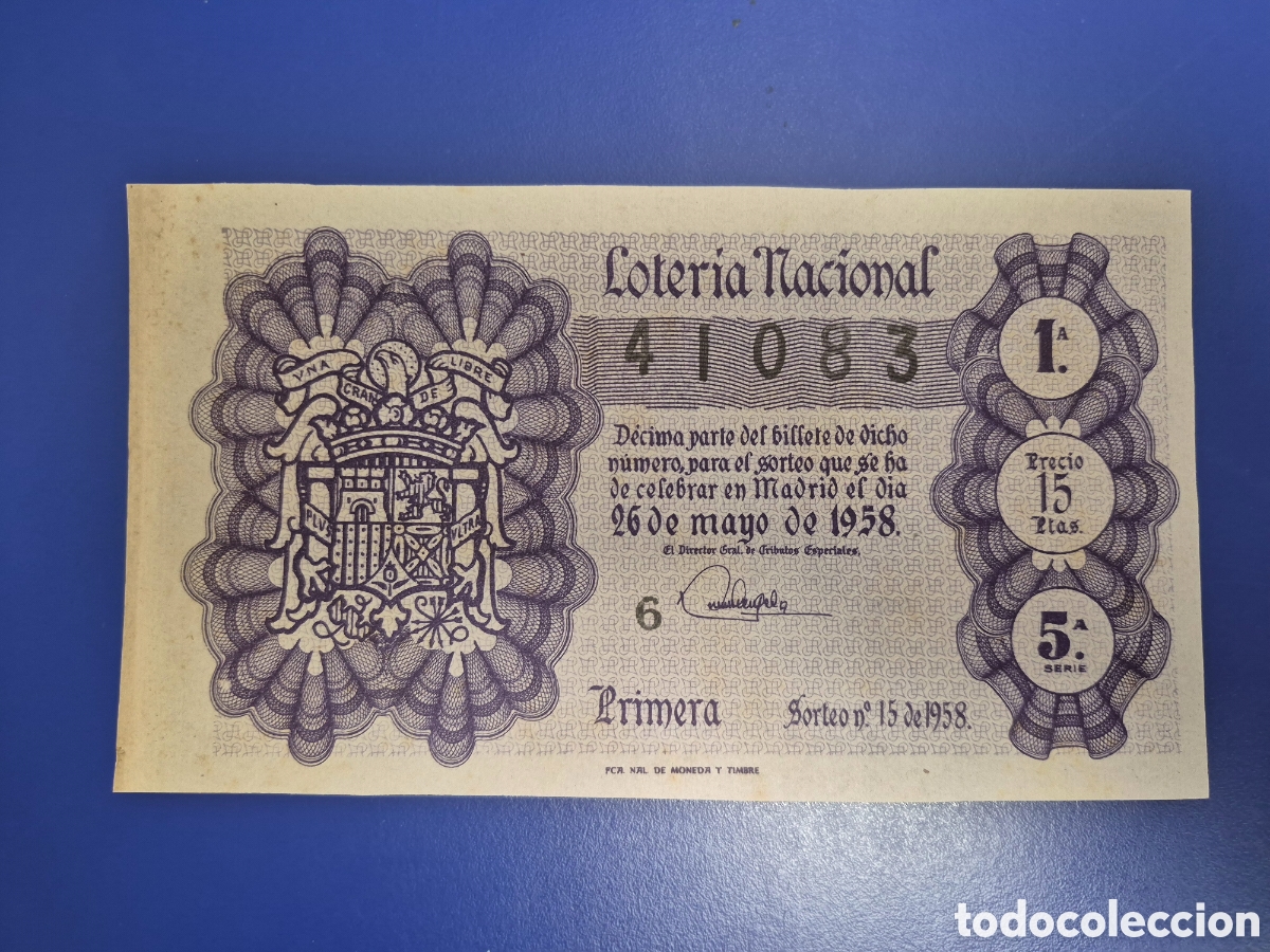 Loter&iacute;a nacional: LOTERIA NACIONAL SORTEO 15 de 1958
