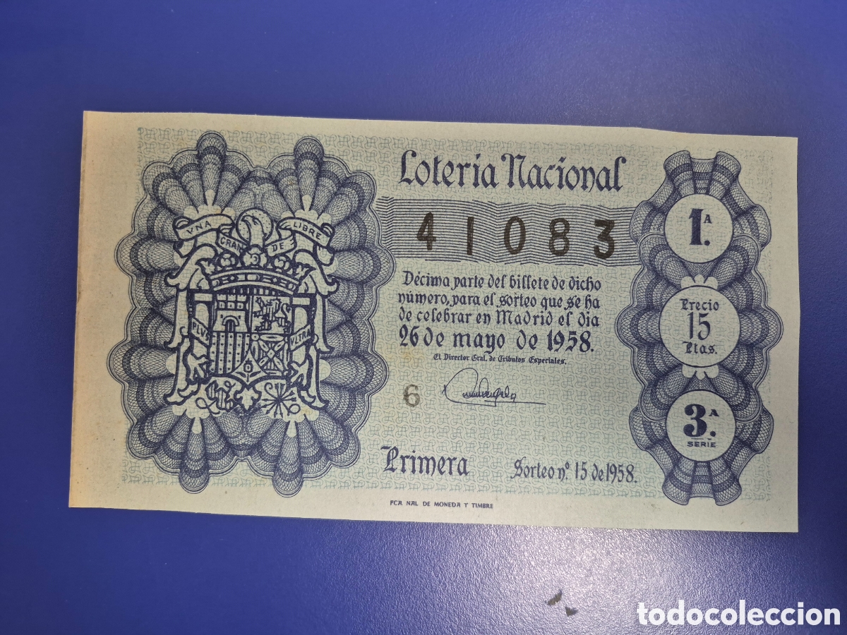 Loter&iacute;a nacional: LOTERIA NACIONAL SORTEO 15 de 1958