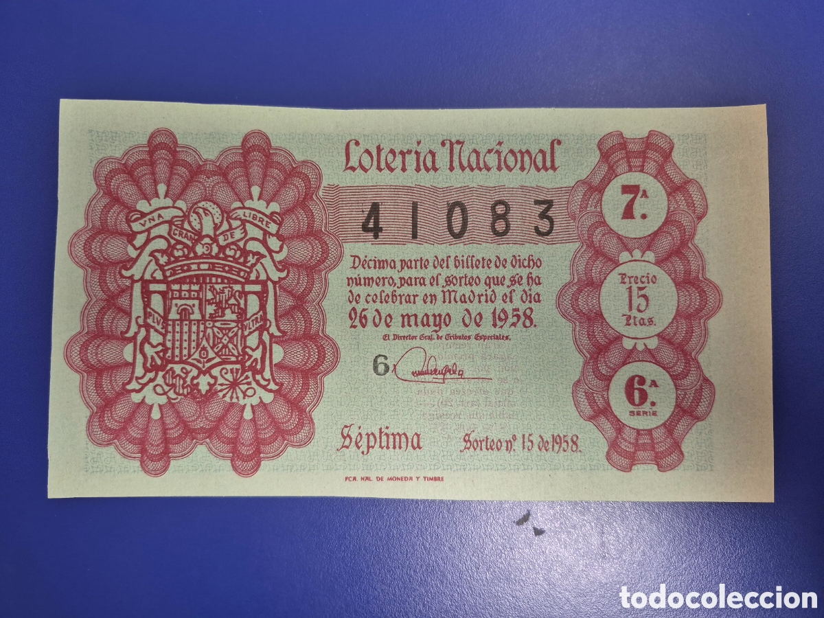 Loter&iacute;a nacional: LOTERIA NACIONAL SORTEO 15 de 1958