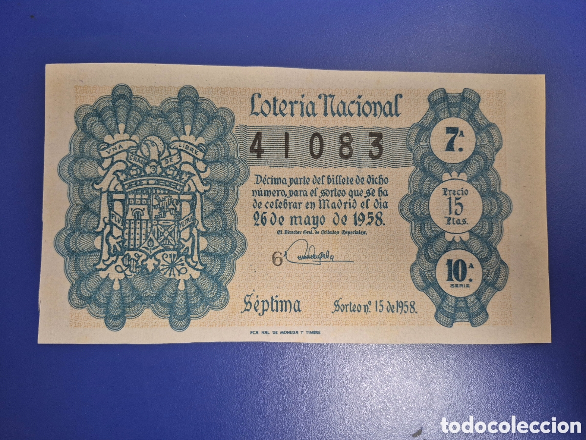 Loter&iacute;a nacional: LOTERIA NACIONAL SORTEO 15 de 1958