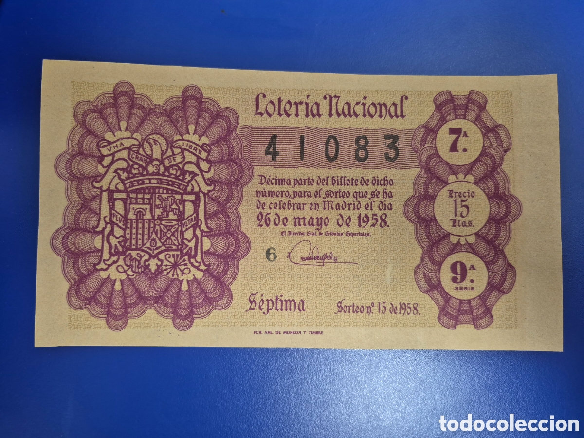 Loter&iacute;a nacional: LOTERIA NACIONAL SORTEO 15 de 1958