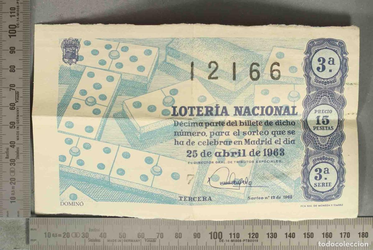 Loter&iacute;a nacional: DECIMO LOTERIA. 25 ABRIL 1963