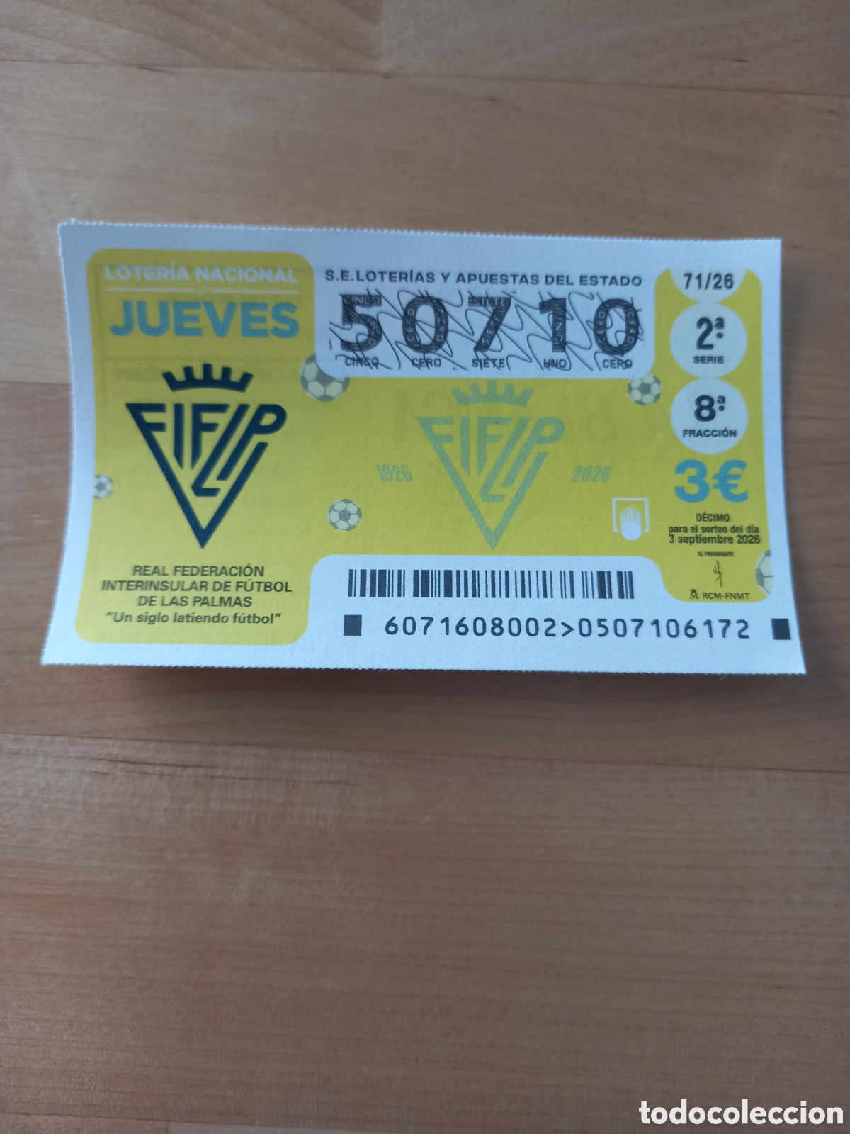 Loter&iacute;a nacional: LOTER&Iacute;A 3 SEPTIEMBRE 2026 - REAL FEDERACI&Oacute;N INTERINSULAR DE F&Uacute;TBOL DE LAS PALMAS