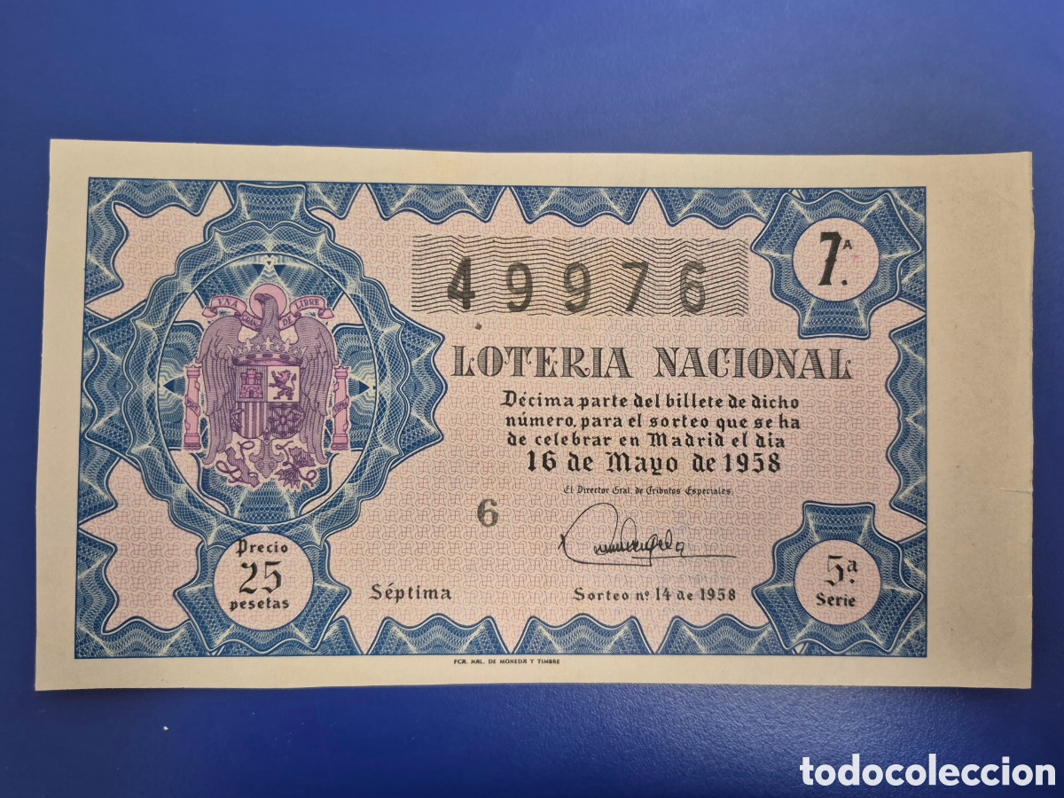Loter&iacute;a nacional: LOTERIA NACIONAL SORTEO 14 DE 1958