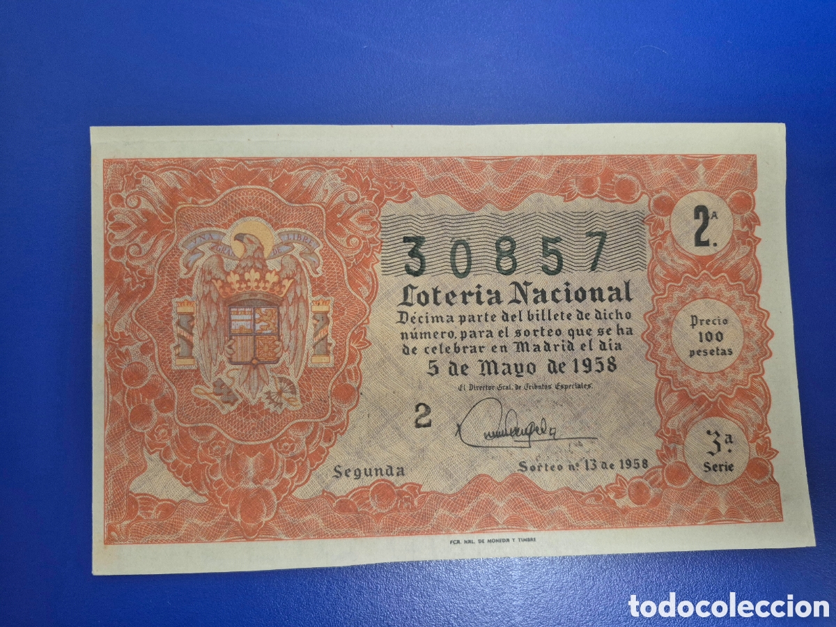 Loter&iacute;a nacional: LOTERIA NACIONAL SORTEO 13 DE 1958