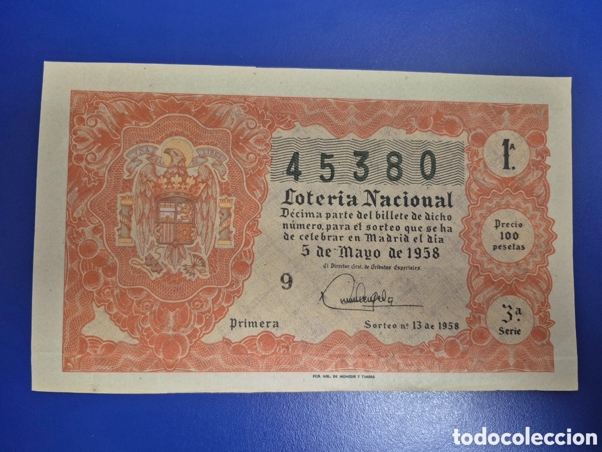 Loter&iacute;a nacional: LOTERIA NACIONAL SORTEO 13 DE 1958