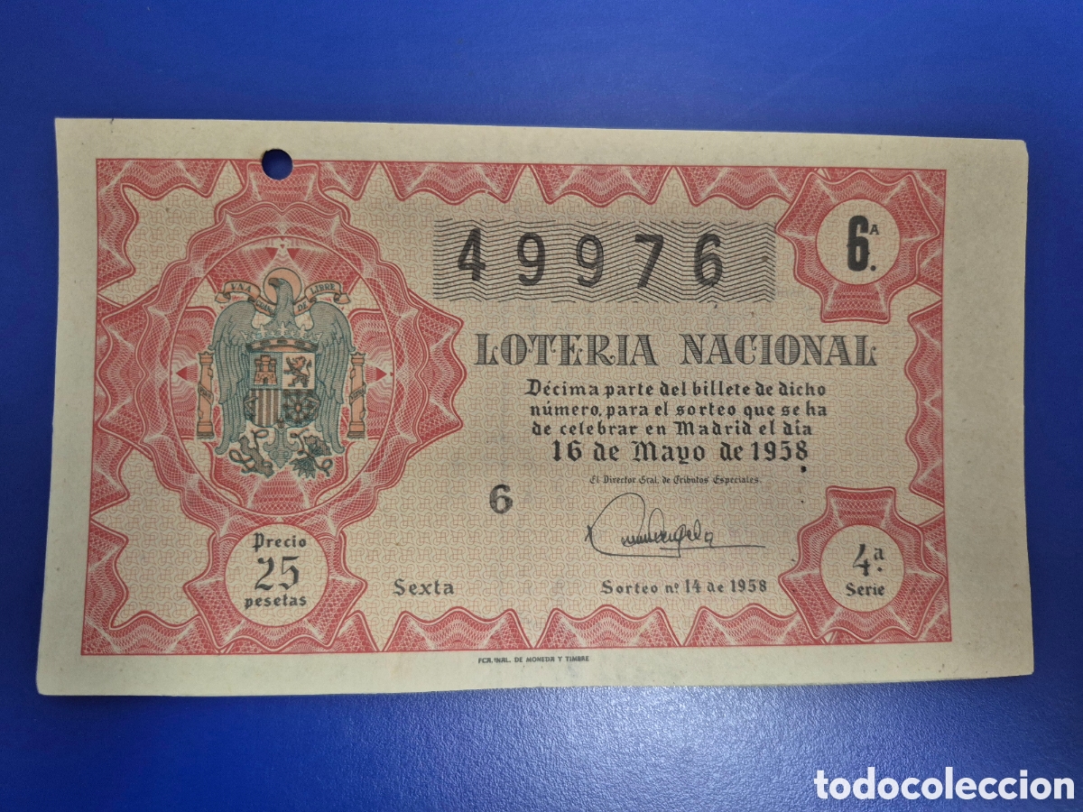 Loter&iacute;a nacional: LOTERIA NACIONAL SORTEO 13 DE 1958