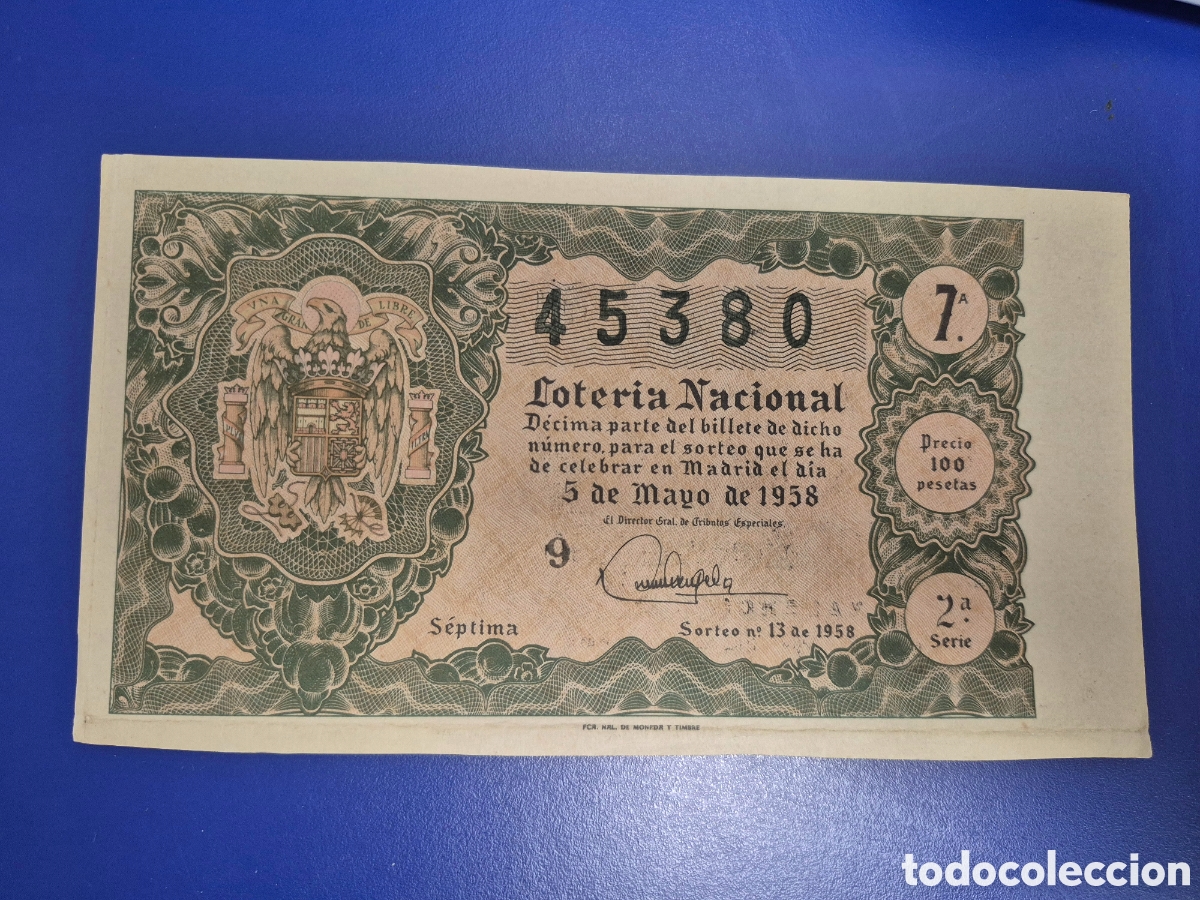 Loter&iacute;a nacional: LOTERIA NACIONAL SORTEO 13 DE 1958