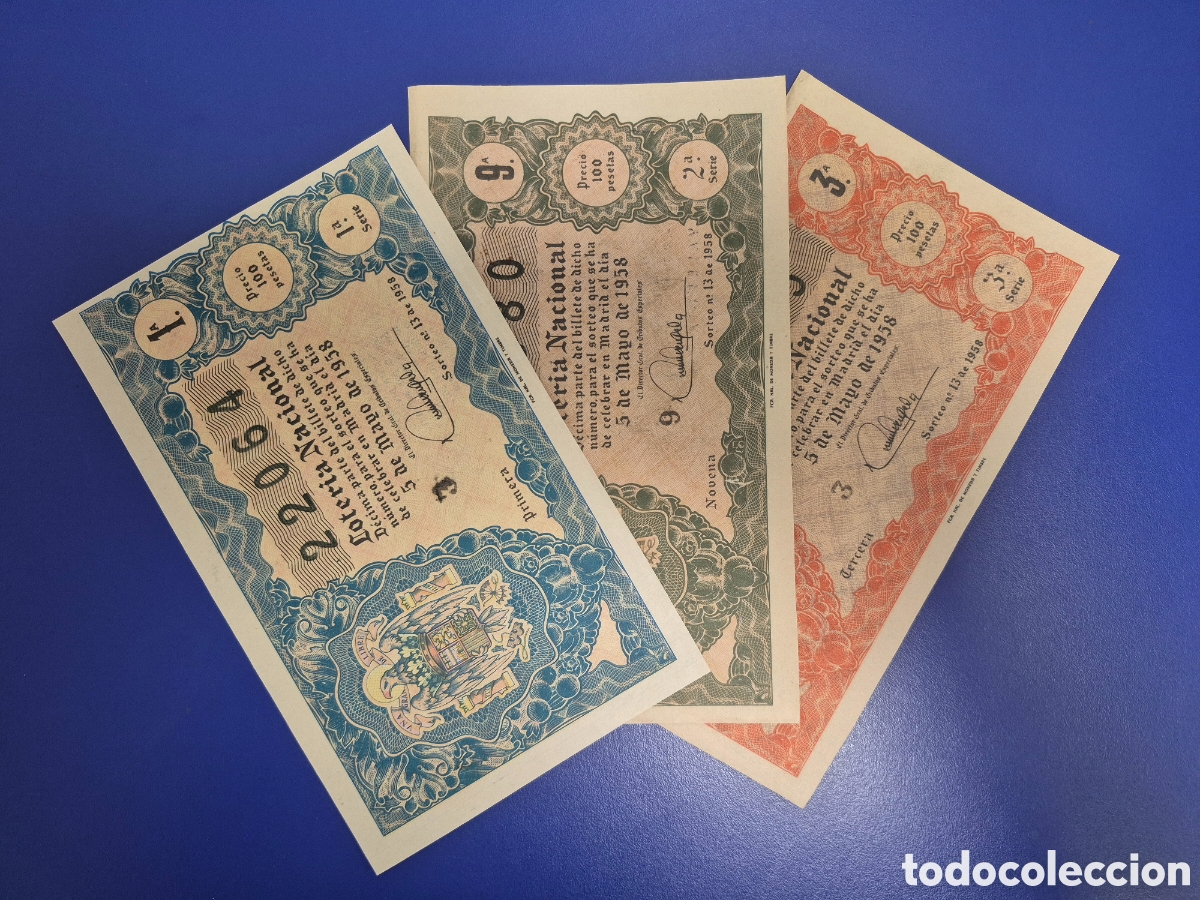 Loter&iacute;a nacional: LOTERIA NACIONAL SORTEO 13 DE 1958 SERIE COMPLETA
