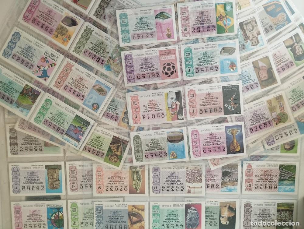 Loter&iacute;a nacional: billetes de loter&iacute;a, casi 300, desde 1982 a 1987 en sus fundas