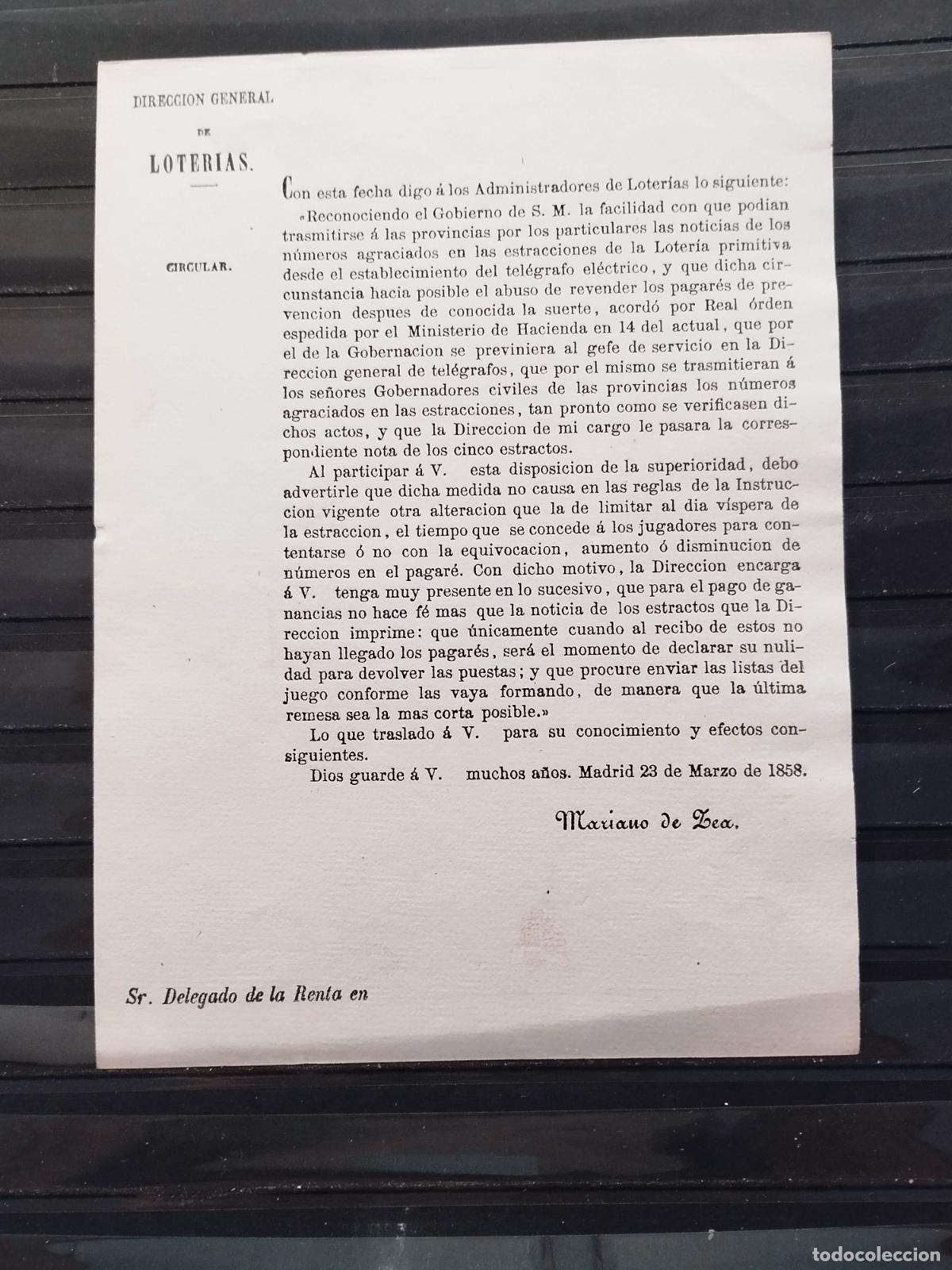 National Spanish Lottery: FAC - DOCUMENTO DE LA DIRECCION GENERAL DE LOTERIAS. CIRCULAR 1857. MADRID