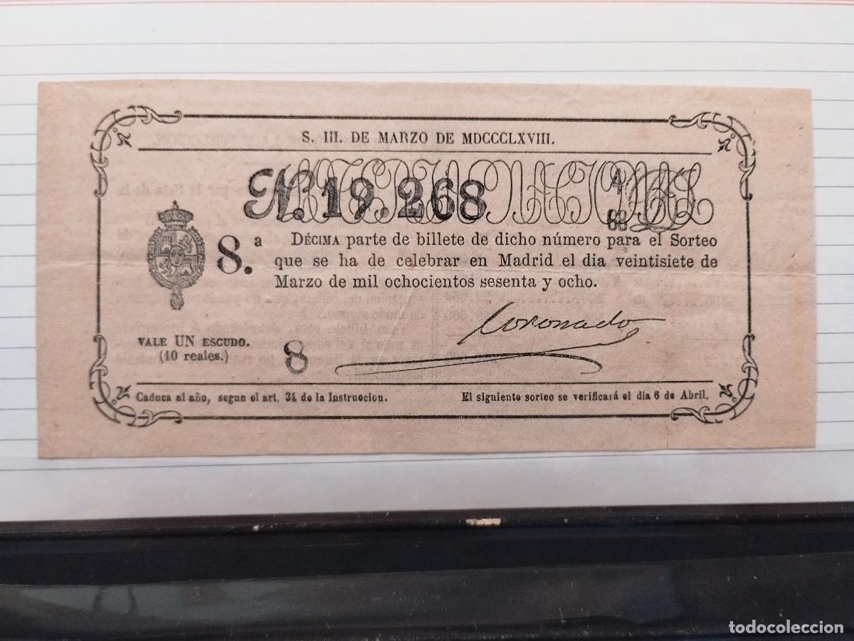 Nationale spanische Lotterie: FAC - DECIMO DE LOTERIA NACIONAL. A&Ntilde;O 1868. MADRID. MUY LIGERA DOBLEZ HORIZONTAL. LEER DESCRIPCION