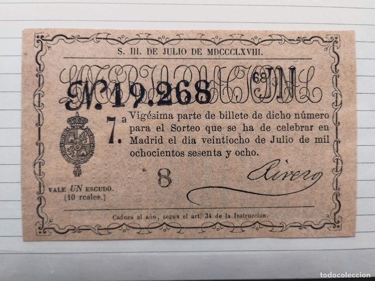 Nationale spanische Lotterie: FAC - DECIMO DE LOTERIA NACIONAL. A&Ntilde;O 1868. MADRID. EXCELENTE CALIDAD. PLANCHA. LEER DESCRIPCION