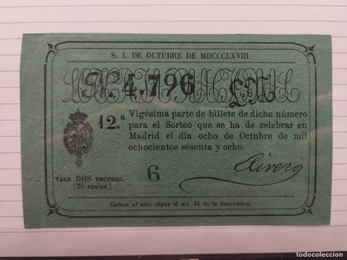 Nationale spanische Lotterie: FAC - DECIMO LOTERIA NACIONAL. A&Ntilde;O 1868. MADRID. LIGERAS DOBLECES. BUENA CALIDAD. LEER DESCRIPCION